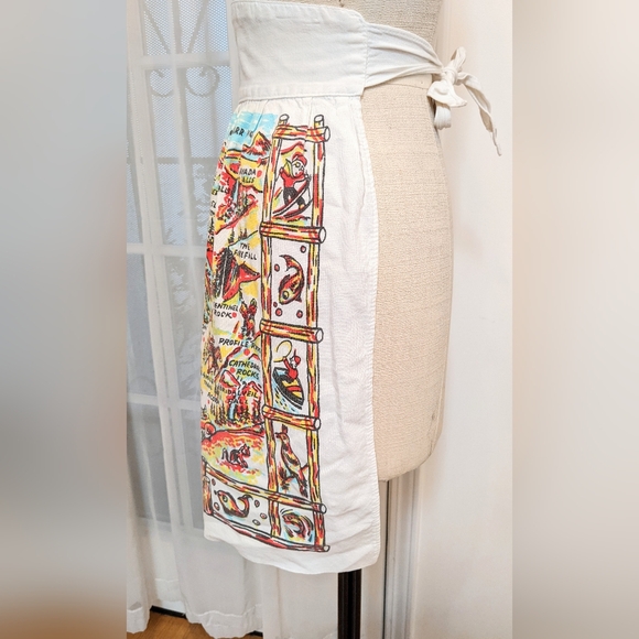 Vintage Yosemite souvenir apron linen National Park colorful map mid century VGC - Picture 2 of 3